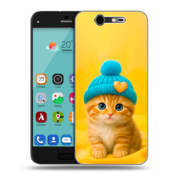 Силиконовый чехол на ZTE Blade S7 с принтом Котенок в шапке