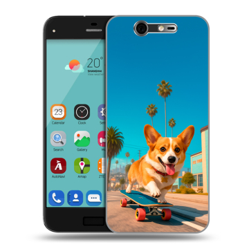 Силиконовый чехол на ZTE Blade S7 с принтом Корги на скейте Силиконовый чехол на ZTE Blade S7 с принтом Корги на скейте