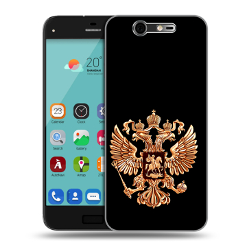 Силиконовый чехол на ZTE Blade S7 с принтом Герб России золотой Силиконовый чехол на ZTE Blade S7 с принтом Герб России золотой