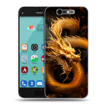 Силиконовый чехол на ZTE Blade S7 с принтом Золотой дракон Силиконовый чехол на ZTE Blade S7 с принтом Золотой дракон