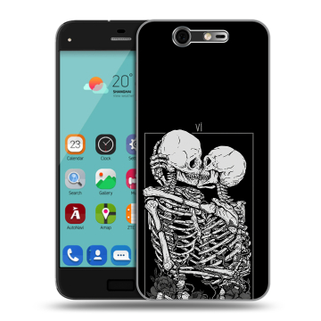 Силиконовый чехол на ZTE Blade S7 с принтом Поцелуй скелетов Силиконовый чехол на ZTE Blade S7 с принтом Поцелуй скелетов