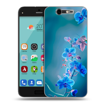Силиконовый чехол на ZTE Blade S7 с принтом Голубые цветы Силиконовый чехол на ZTE Blade S7 с принтом Голубые цветы