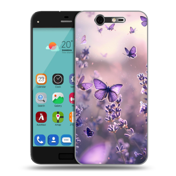 Силиконовый чехол на ZTE Blade S7 с принтом бабочки и лаванда
