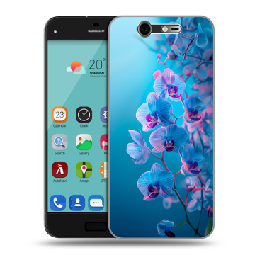 Силиконовый чехол на ZTE Blade S7 с принтом голубые орхидеи Силиконовый чехол на ZTE Blade S7 с принтом голубые орхидеи