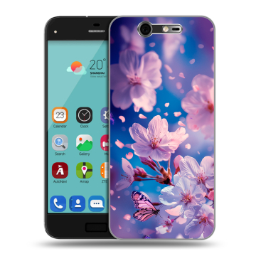 Силиконовый чехол на ZTE Blade S7 с принтом цветы бабочки Силиконовый чехол на ZTE Blade S7 с принтом цветы бабочки