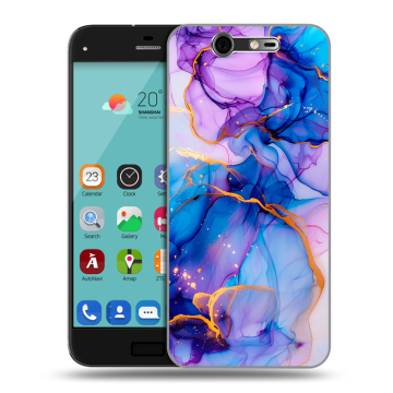Силиконовый чехол на ZTE Blade S7 с принтом синий мрамор Силиконовый чехол на ZTE Blade S7 с принтом синий мрамор