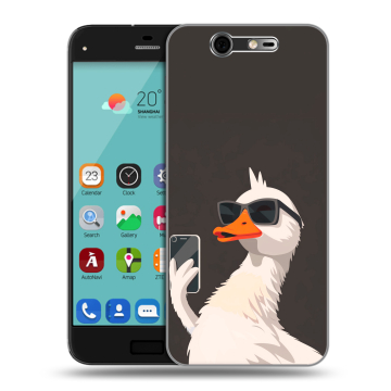 Силиконовый чехол на ZTE Blade S7 с принтом утка в очках Силиконовый чехол на ZTE Blade S7 с принтом утка в очках