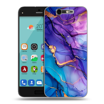 Силиконовый чехол на ZTE Blade S7 с принтом синий мрамор Силиконовый чехол на ZTE Blade S7 с принтом синий мрамор