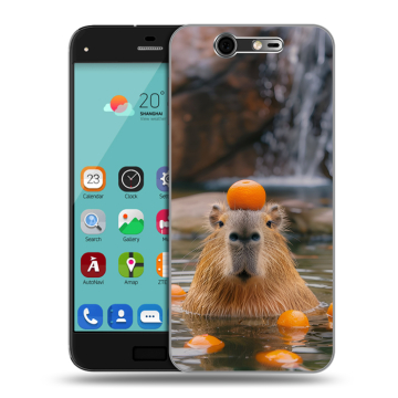 Силиконовый чехол на ZTE Blade S7 с принтом Капибара с апельсином