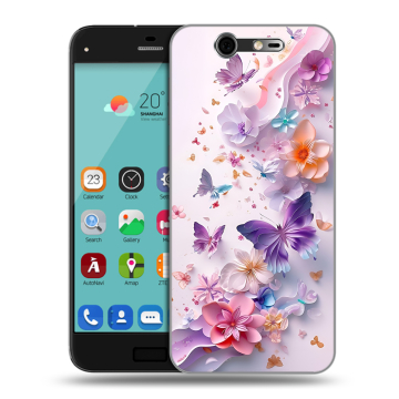 Силиконовый чехол на ZTE Blade S7 с принтом цветы бабочки Силиконовый чехол на ZTE Blade S7 с принтом цветы бабочки