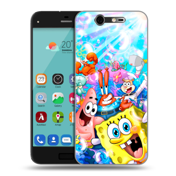 Силиконовый чехол на ZTE Blade S7 с принтом спанчбоб спанч боб