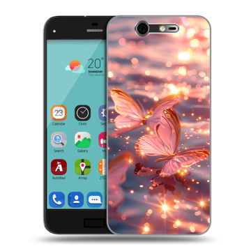Силиконовый чехол на ZTE Blade S7 с принтом бабочки розовые