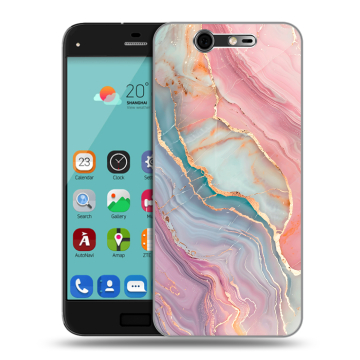 Силиконовый чехол на ZTE Blade S7 с принтом розовый мрамор Силиконовый чехол на ZTE Blade S7 с принтом розовый мрамор