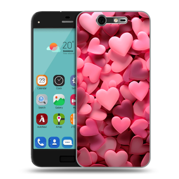 Силиконовый чехол на ZTE Blade S7 с принтом розовые сердечки Силиконовый чехол на ZTE Blade S7 с принтом розовые сердечки