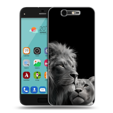 Силиконовый чехол на ZTE Blade S7 с принтом Лев кошки