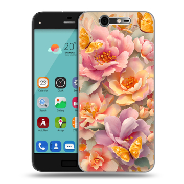 Силиконовый чехол на ZTE Blade S7 с принтом Цветы и бабочки
