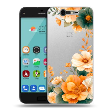 Силиконовый чехол на ZTE Blade S7 с принтом Цветы принт