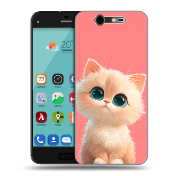 Силиконовый чехол на ZTE Blade S7 с принтом Розовый котенок