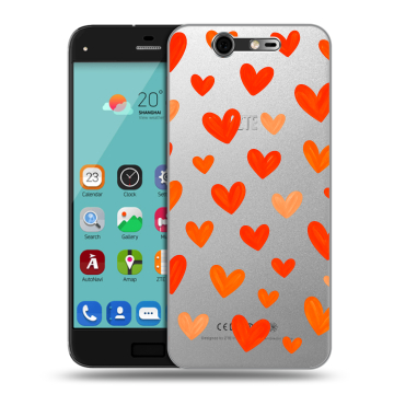 Силиконовый чехол на ZTE Blade S7 с принтом Сердечки