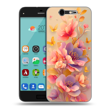 Силиконовый чехол на ZTE Blade S7 с принтом Цветы и бабочки