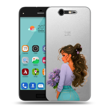 Силиконовый чехол на ZTE Blade S7 с принтом девушка цветы