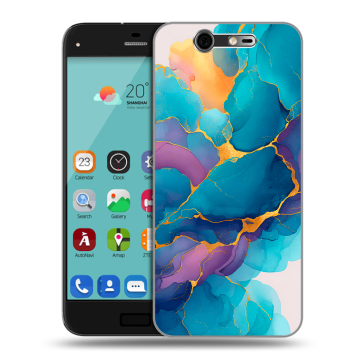 Силиконовый чехол на ZTE Blade S7 с принтом Мрамор блестки