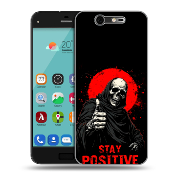 Силиконовый чехол на ZTE Blade S7 с принтом смешной скелет