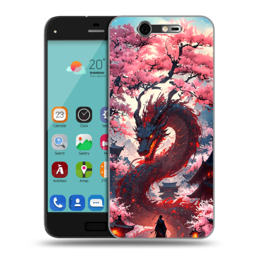 Силиконовый чехол на ZTE Blade S7 с принтом Дракон Японский Силиконовый чехол на ZTE Blade S7 с принтом Дракон Японский