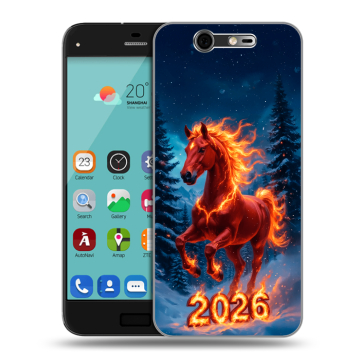 Силиконовый чехол на ZTE Blade S7 с принтом Новый год коня
