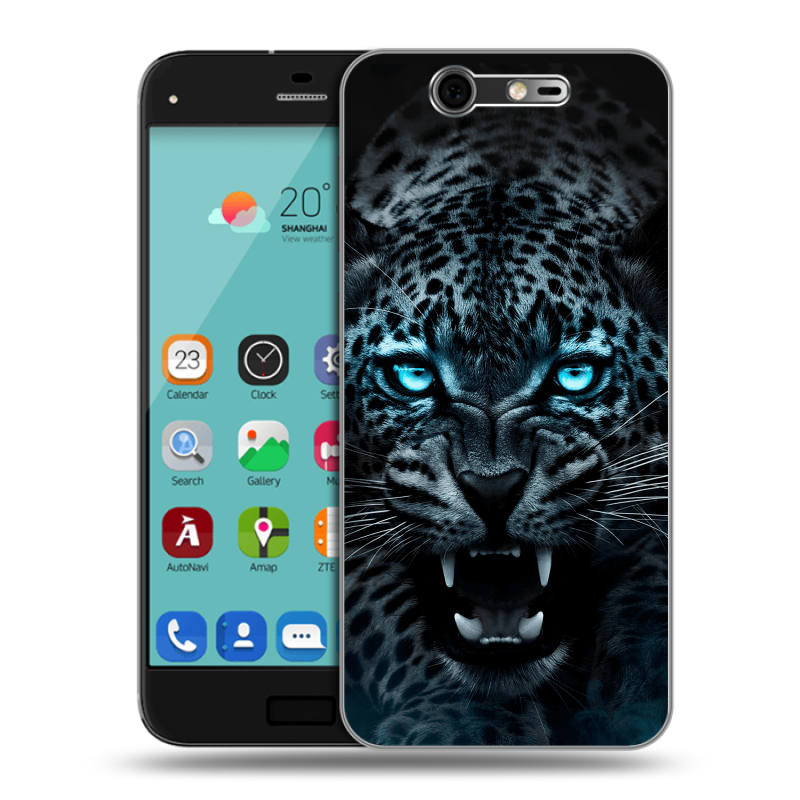 Силиконовый чехол на ZTE Blade S7 с принтом Темный леопард Силиконовый чехол на ZTE Blade S7 с принтом Темный леопард