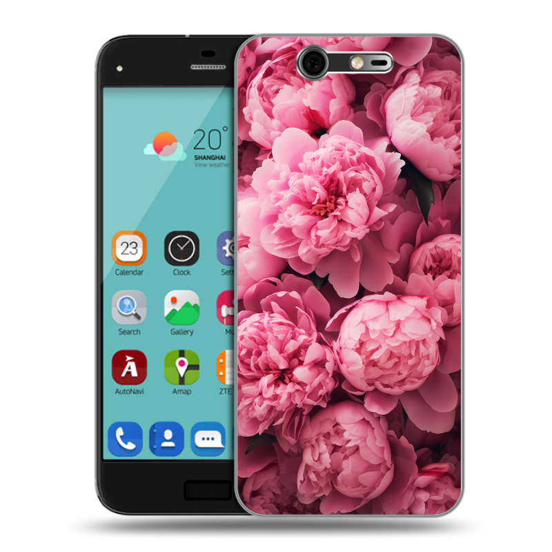 Силиконовый чехол на ZTE Blade S7 с принтом цветы пионы Силиконовый чехол на ZTE Blade S7 с принтом цветы пионы