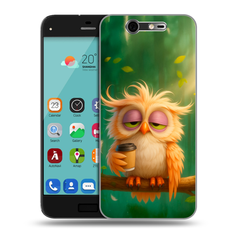 Силиконовый чехол на ZTE Blade S7 с принтом сова Силиконовый чехол на ZTE Blade S7 с принтом сова