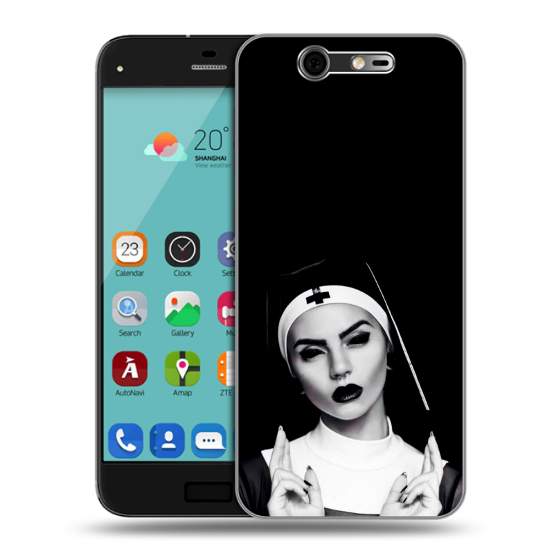 Силиконовый чехол на ZTE Blade S7 с принтом монашка Силиконовый чехол на ZTE Blade S7 с принтом монашка