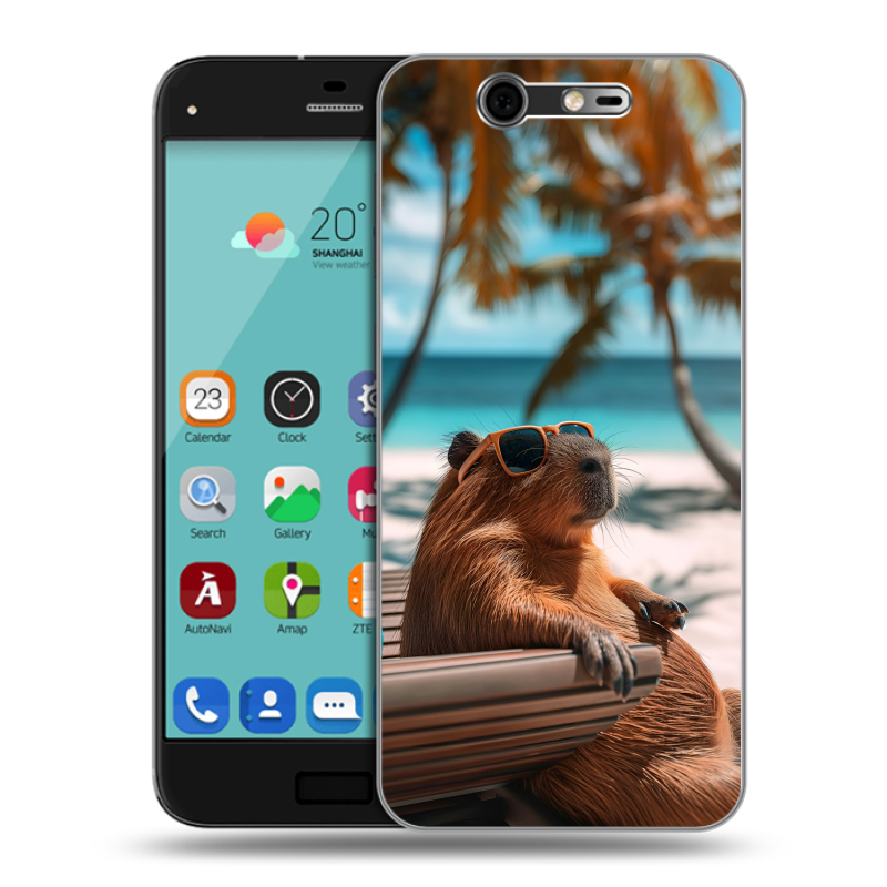 Силиконовый чехол на ZTE Blade S7 с принтом Капибара Силиконовый чехол на ZTE Blade S7 с принтом Капибара
