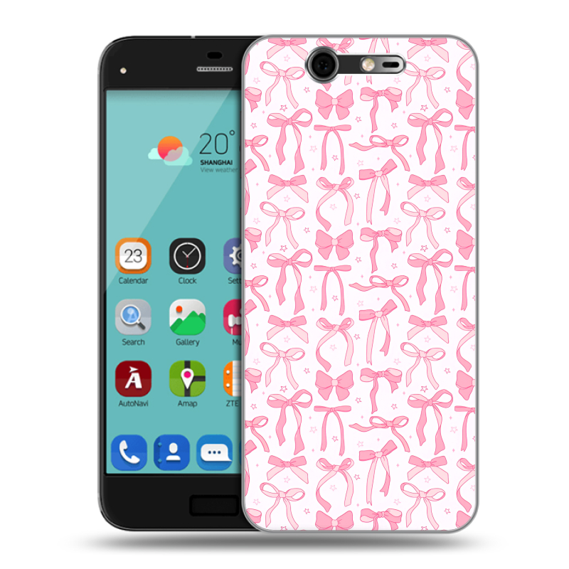 Силиконовый чехол на ZTE Blade S7 с принтом Розовые бантики Силиконовый чехол на ZTE Blade S7 с принтом Розовые бантики