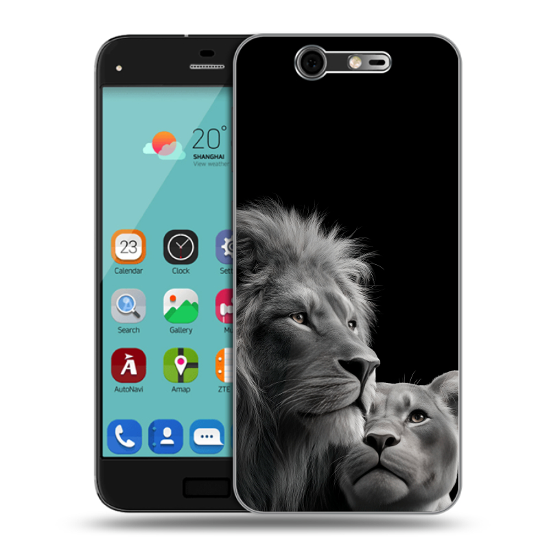 Силиконовый чехол на ZTE Blade S7 с принтом Лев кошки Силиконовый чехол на ZTE Blade S7 с принтом Лев кошки