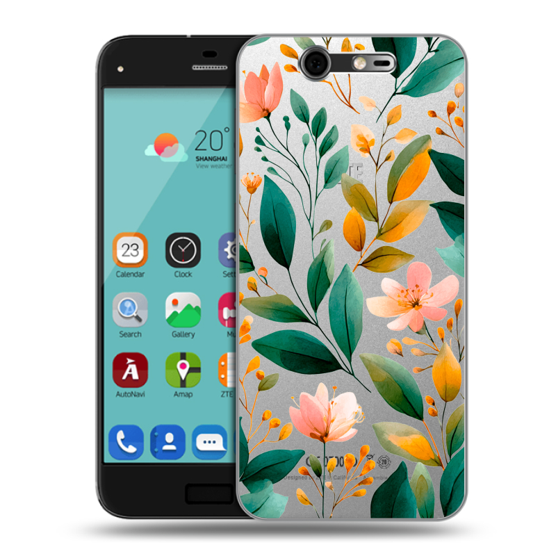 Силиконовый чехол на ZTE Blade S7 с принтом Цветы паттерн Силиконовый чехол на ZTE Blade S7 с принтом Цветы паттерн