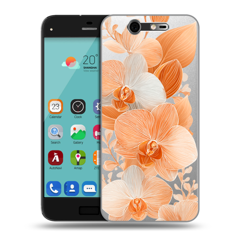 Силиконовый чехол на ZTE Blade S7 с принтом Бежевые цветы Силиконовый чехол на ZTE Blade S7 с принтом Бежевые цветы