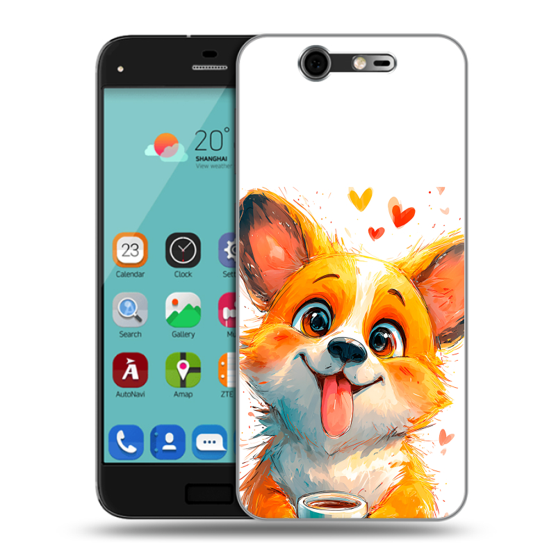 Силиконовый чехол на ZTE Blade S7 с принтом корги Силиконовый чехол на ZTE Blade S7 с принтом корги