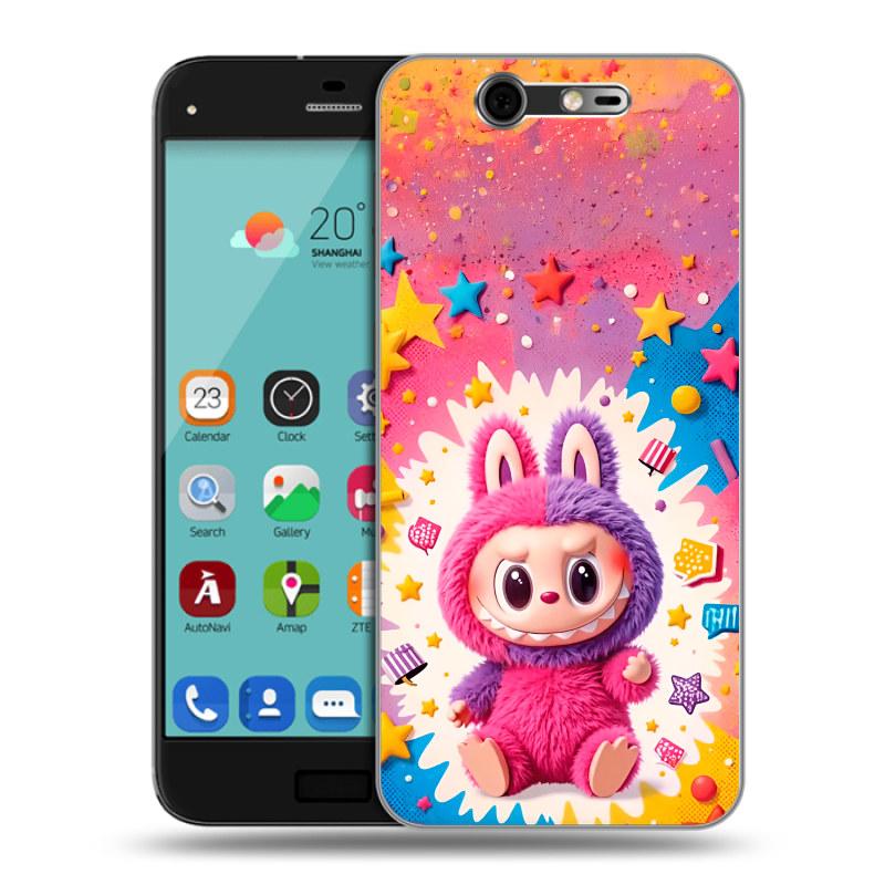 Силиконовый чехол на ZTE Blade S7 с принтом Labubu Лабубу Силиконовый чехол на ZTE Blade S7 с принтом Labubu Лабубу