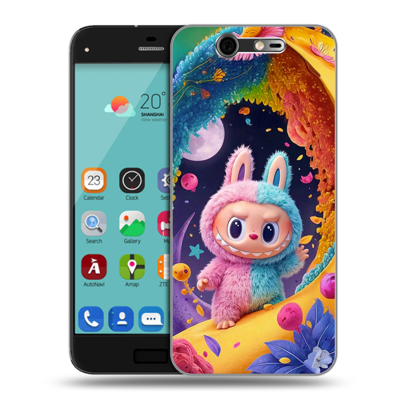 Силиконовый чехол на ZTE Blade S7 с принтом Labubu Лабубу Силиконовый чехол на ZTE Blade S7 с принтом Labubu Лабубу