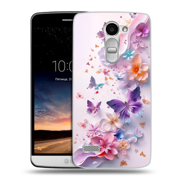 Пластиковый чехол на LG Ray с принтом цветы бабочки