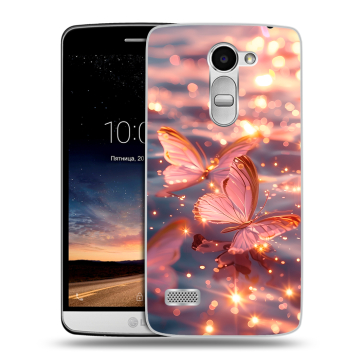 Пластиковый чехол на LG Ray с принтом бабочки розовые Пластиковый чехол на LG Ray с принтом бабочки розовые