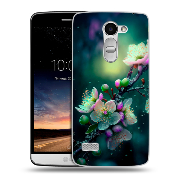 Пластиковый чехол на LG Ray с принтом Цветы и мрамор
