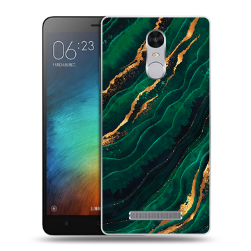 Пластиковый чехол на Xiaomi RedMi Note 3 с принтом Мрамор зеленое золото Пластиковый чехол на Xiaomi RedMi Note 3 с принтом Мрамор зеленое золото