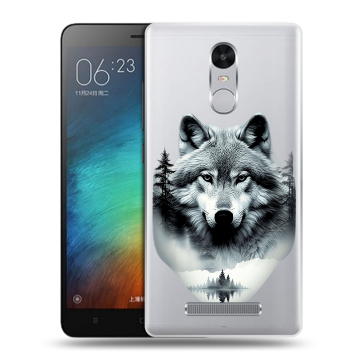 Пластиковый чехол на Xiaomi RedMi Note 3 с принтом Волк в лесу Пластиковый чехол на Xiaomi RedMi Note 3 с принтом Волк в лесу