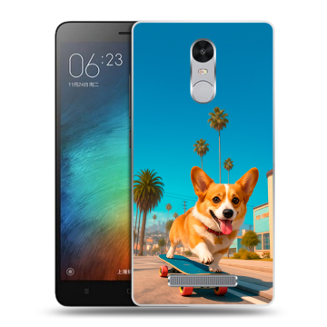 Пластиковый чехол на Xiaomi RedMi Note 3 с принтом Корги на скейте Пластиковый чехол на Xiaomi RedMi Note 3 с принтом Корги на скейте