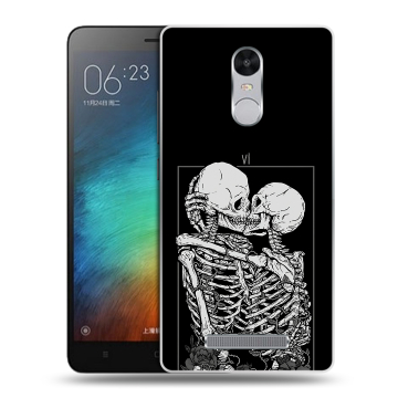 Пластиковый чехол на Xiaomi RedMi Note 3 с принтом Поцелуй скелетов Пластиковый чехол на Xiaomi RedMi Note 3 с принтом Поцелуй скелетов