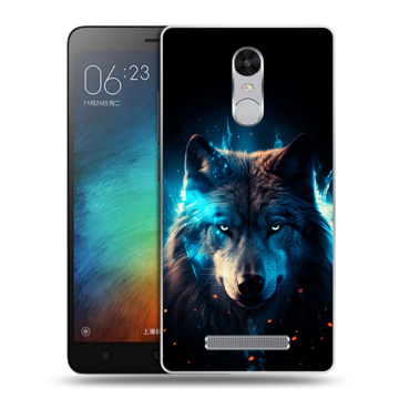 Пластиковый чехол на Xiaomi RedMi Note 3 с принтом Волк ночной Пластиковый чехол на Xiaomi RedMi Note 3 с принтом Волк ночной