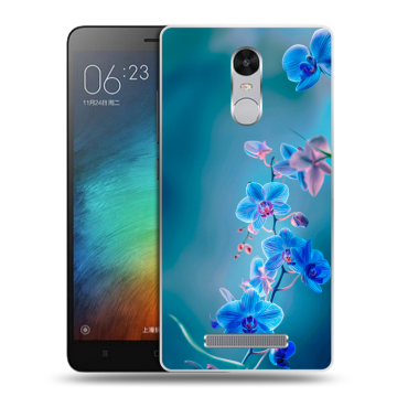 Пластиковый чехол на Xiaomi RedMi Note 3 с принтом Голубые цветы Пластиковый чехол на Xiaomi RedMi Note 3 с принтом Голубые цветы
